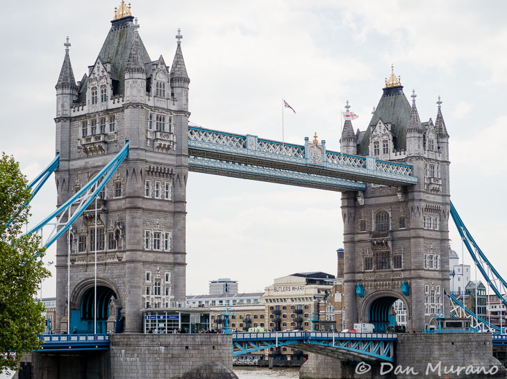 The Tower Bridge is next to the Tower of London. © Dan Murano